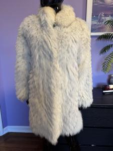 White Fox Fur Coat Jacket in Ivory
