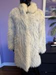 White Fox Fur Coat Jacket in Ivory