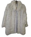 White Fox Fur Coat Jacket in Ivory