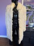 White Fox Fur Coat Jacket in Ivory