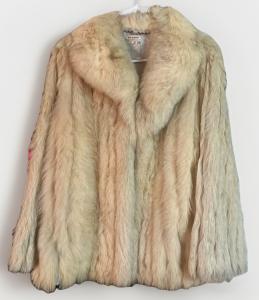 Vintage Blue Fox Fur Luxury Coat in Ivory