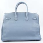 Hermès Blue Clemence Birkin 35 with Palladium Hardware