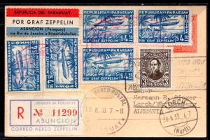 1933 Graf Zeppelin Postcard Paraguay to Germany