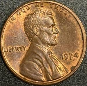 1974 Lincoln Penny Red/Brown Good Details