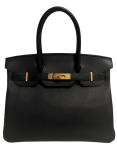 Hermes Birkin 30 Black Epsom Leather Gold Hardware