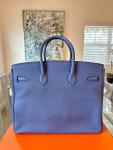 Hermes Birkin 35 Blue Togo Leather Handbag