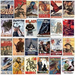 30 Mixed Retro WW2 Military Wall Art Stickers