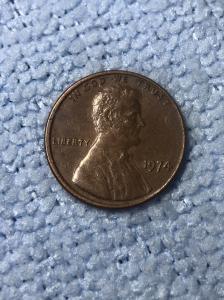 1974 Copper Penny Off Center Strike Error Coin