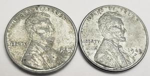 1943 D Lincoln Steel Wheat Penny Set (2 Coins)