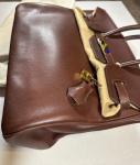 Brown Hermes Birkin 35 Bag with Gold Hardware