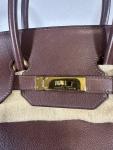Brown Hermes Birkin 35 Bag with Gold Hardware