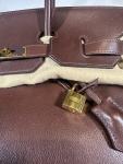 Brown Hermes Birkin 35 Bag with Gold Hardware