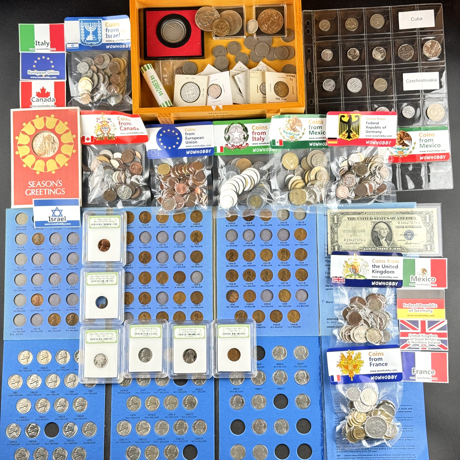 US & Foreign Coins Collection: Wheat Cents, Liberty Head V Nickel