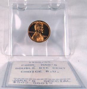 1955/55 Lincoln Cent Penny, Doubled Die, Choice BU