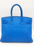 Hermes Birkin 35 Bleu Hydra Handbag with Gold Hardware