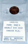 1955/55 Lincoln Cent Penny, Doubled Die, Choice BU