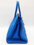 Hermes Birkin 35 Bleu Hydra Handbag with Gold Hardware