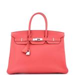 Pink Hermes Birkin 35 Handbag with Palladium