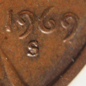 1969-S Lincoln Cent with Machine Doubling