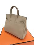 Hermes Birkin 25 Grey Togo Leather Handbag