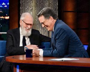 Stephen Colbert & David Letterman 8x10 Photo