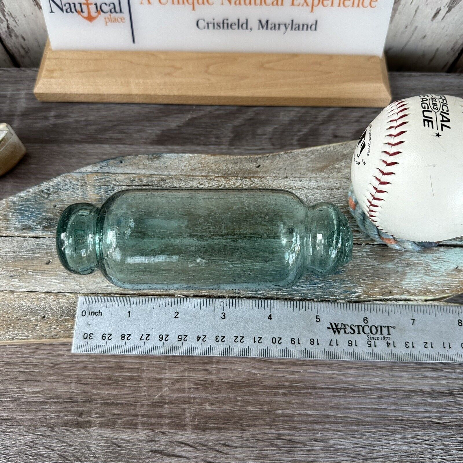 Vintage Japanese Glass Float - Authentic Aqua Fish Net