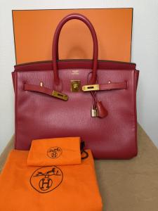 HERMES Birkin 35 Rouge Vif Handbag