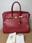 HERMES Birkin 35 Rouge Vif Handbag