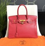 Authentic Hermes Birkin 35 Bag Red Pink Leather