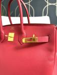 Authentic Hermes Birkin 35 Bag Red Pink Leather