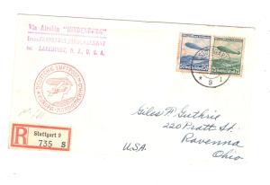 Stuttgart Zeppelin Hindenburg Cover to US