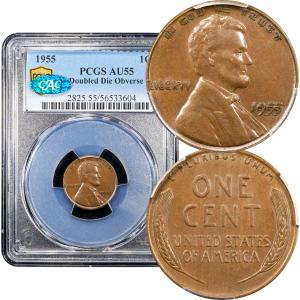 1955 Lincoln Cent Doubled Die PCGS AU55 BN