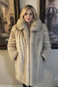 Blue Arctic Fox Fur Saga Throw - 33