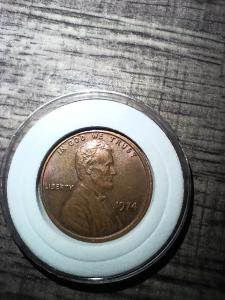1974 Misaligned Die Error Penny in Capsule