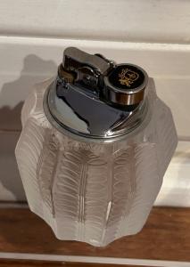 1960s Lalique Varaflame Crystal Table Lighter