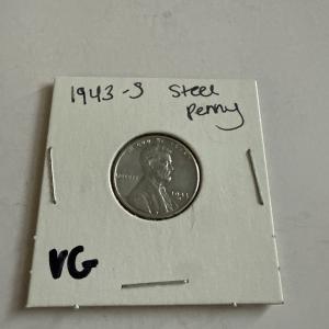 1943 S Steel Penny WWII Vintage Cent