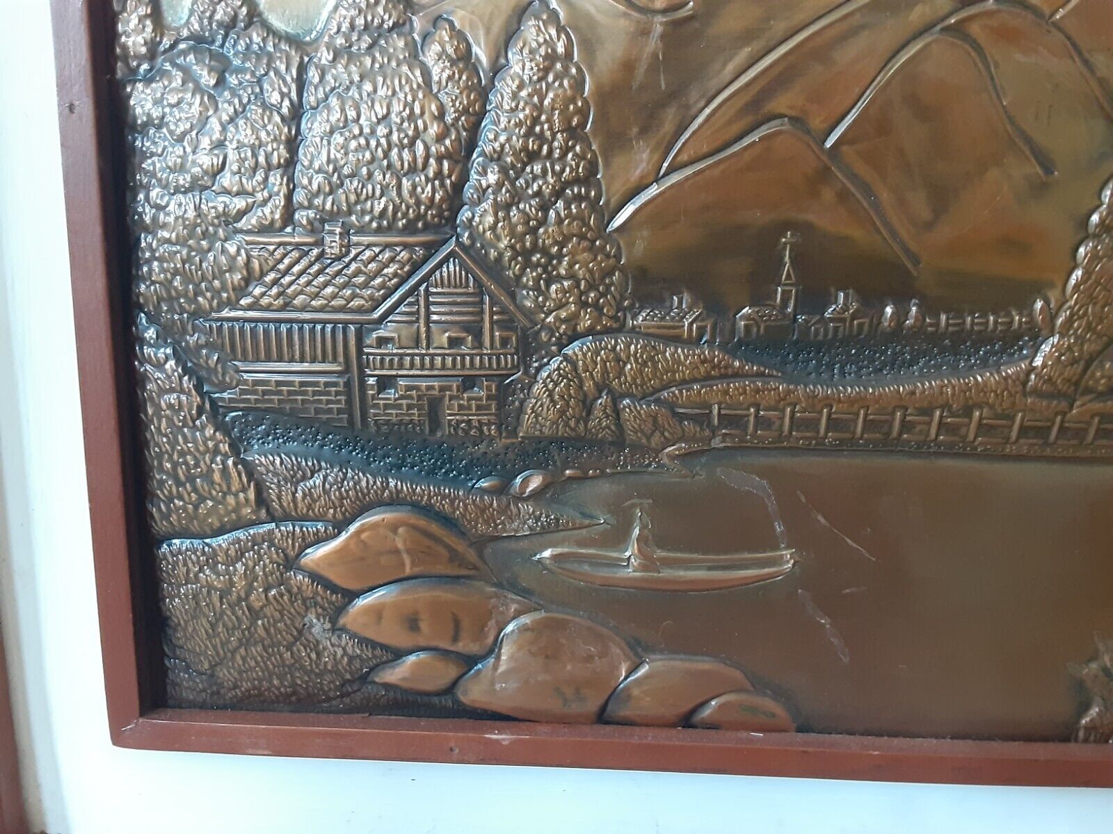 Vintage Copper Mountain Lake Wall Art Painting