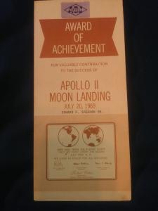 Apollo 11 Moon Landing Achievement Certificate