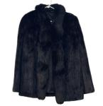 Black Striped Mink Fur Tuxedo Coat