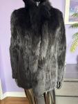 Black Striped Mink Fur Tuxedo Coat