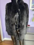 Black Striped Mink Fur Tuxedo Coat