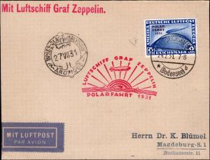 1931 Graf Zeppelin Polar Flight Cover - 2RM Europe