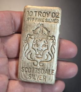 Scottsdale Mint 10 Oz Silver Lion Bar