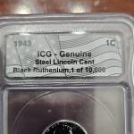 1943 Lincoln Wheat Cent Steel Black Ruthenium