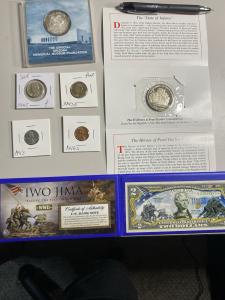 WWII Memorabilia Lot with Silver Coins