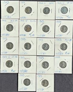 1943 Steel Penny Lot - Mixed Grades