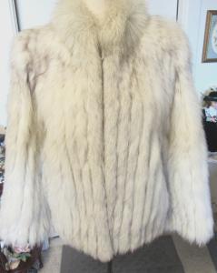 Blue Fox Fur Coat Jacket for Women - Small