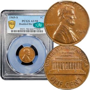 1969-S Lincoln Cent Doubled Die - PCGS AU58 BN