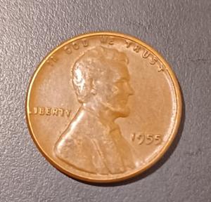 1955 Lincoln Wheat Penny No Mint Mark Error