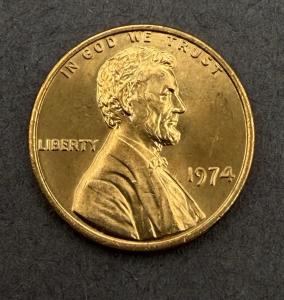 1974 Red Lincoln Cent - Rare Vintage Coin